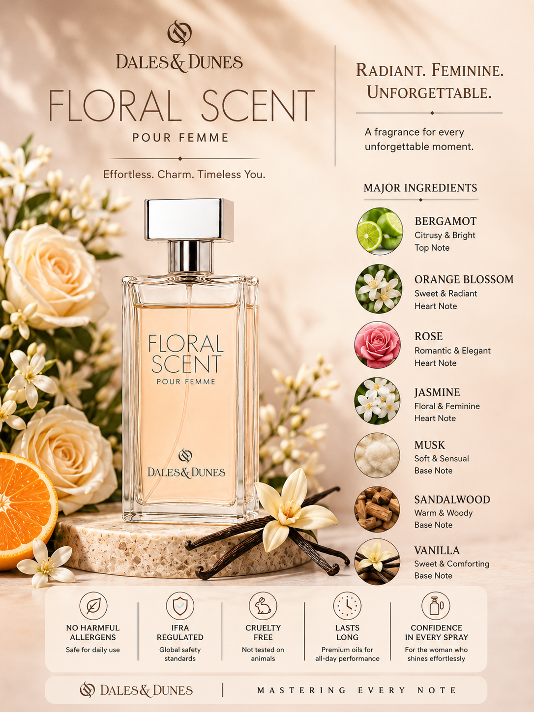 Dales & Dunes Elegant Collection Floral Scent Eau De Parfum für Damen 100ml