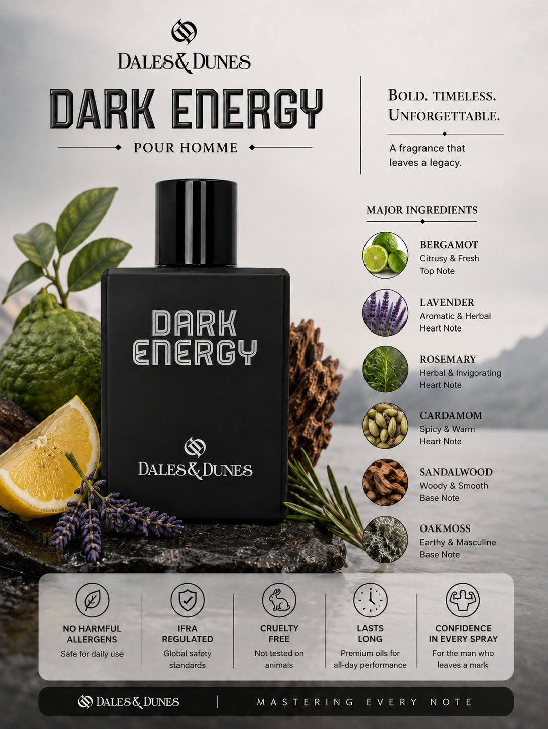 Dales & Dunes Elegant Collection Dark Energy Eau De Parfum für Herren 100ml