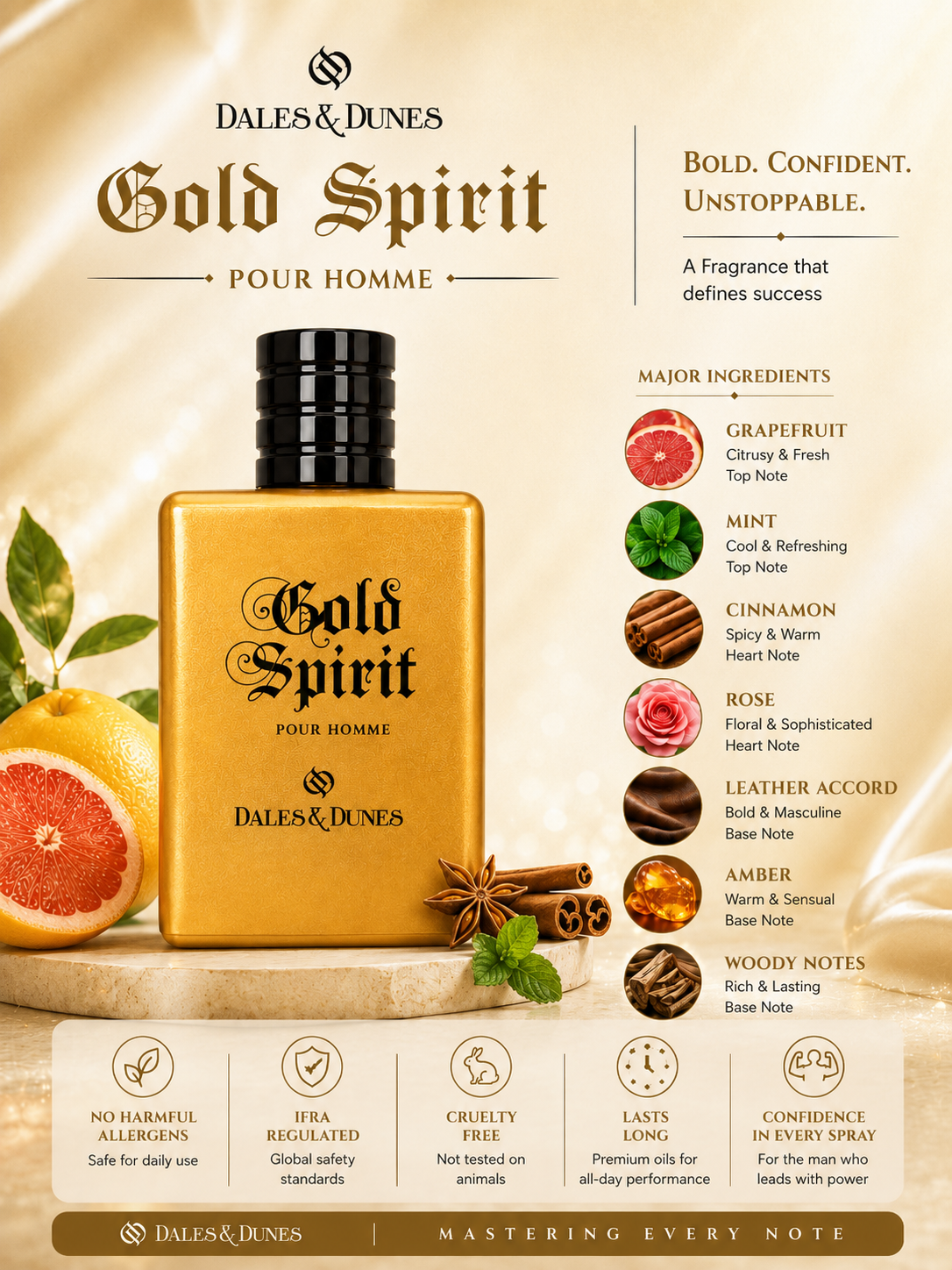 Dales & Dunes Elegant Collection Gold Spirit Eau De Parfum für Herren 100ml